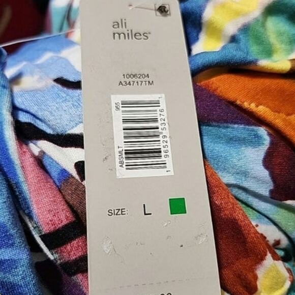 Ali Miles Womens Large Stretchy Top 3/4 Cinch Sleeve Art To‎ Wear Artsy Abstract - Picture 7 of 7